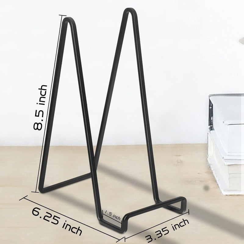 Decolore 4 Pack 8.5 Inch Black Picture Stands for Display Square Plate Holder Display Stand Frame Stand for Picture, Decorative Plate, Photo Easel and Artistic Work - Image 2